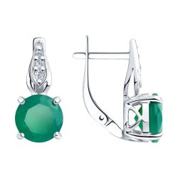 Серьги из серебра с агатами и фианитами (Арт.94-320-00408-1)