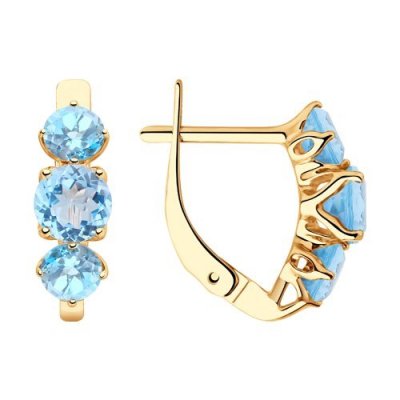 Серьги золотые пробы 585 с топазом (Арт.51-320-00293-1)