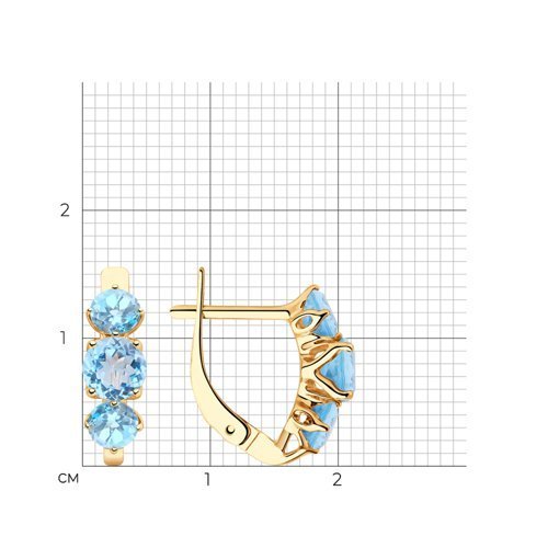 Серьги золотые пробы 585 с топазом (Арт.51-320-00293-1)