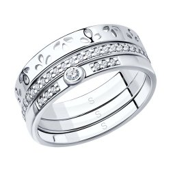 Кольцо наборное из серебра с фианитами (Арт.94010696)