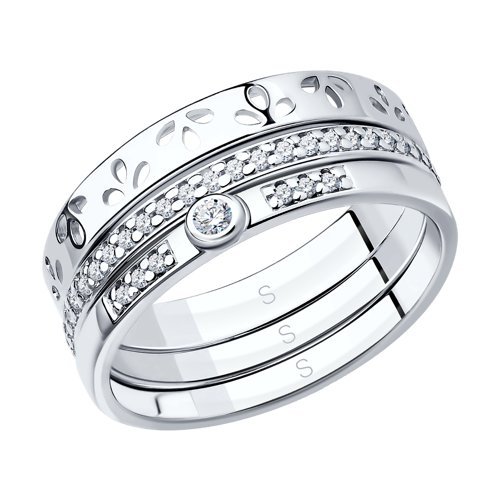 Кольцо наборное из серебра с фианитами (Арт.94010696)