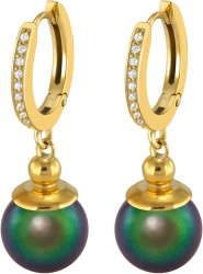 Серьги из серебра с жемчугом и кристаллом swarovski (Арт.aas-4-b-10-25-g)