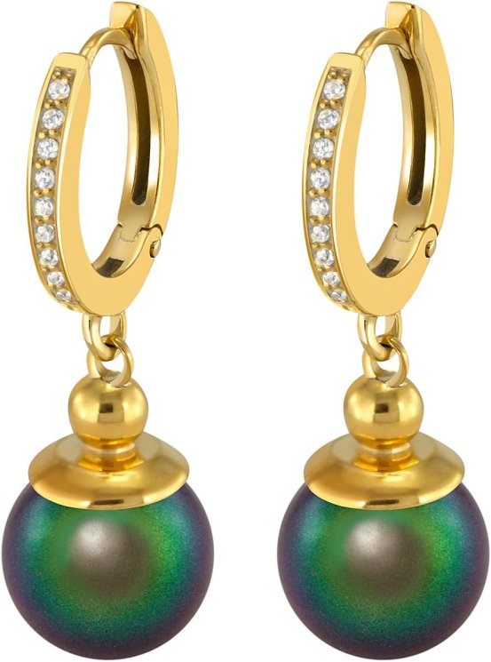 Серьги из серебра с жемчугом и кристаллом swarovski (Арт.aas-4-b-10-25-g)