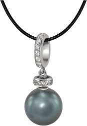 Кулон из серебра с жемчугом и кристаллом swarovski (Арт.abp-2-10-24-s)