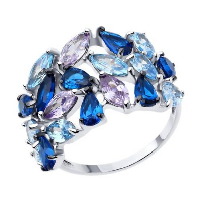 Кольцо из серебра с фианитами «Морской Бриз» Соколов (арт.94014147)