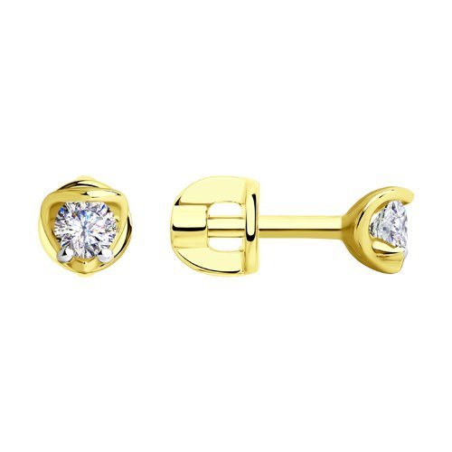 Серьги из желтого золота с фианитами (Арт.53-122-00743-1)