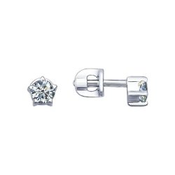 Серьги-пусеты из серебра с фианитами (Арт.94021687)