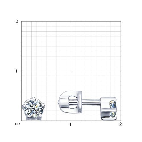 Серьги-пусеты из серебра с фианитами (Арт.94021687)