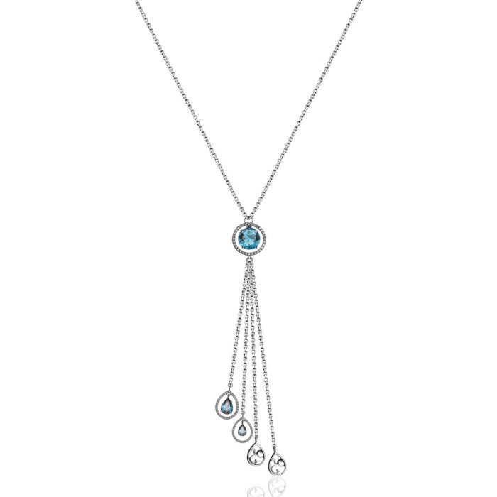 Ожерелье из золота с бриллиантом и ониксом Русские Самоцветы (Арт.95861)