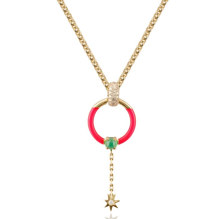 Ожерелье из золота с бриллиантом и ониксом Русские Самоцветы (Арт.95861)