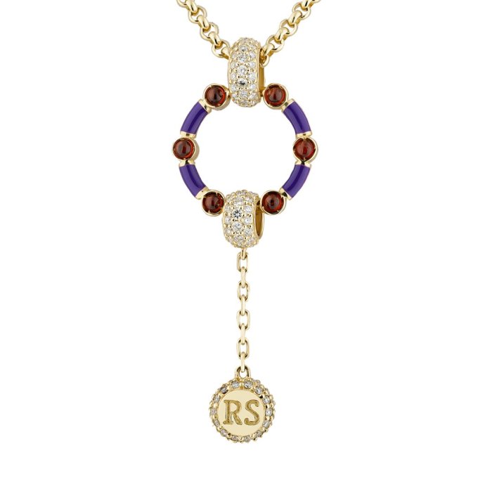 Ожерелье из золота с бриллиантом и ониксом Русские Самоцветы (Арт.95861)