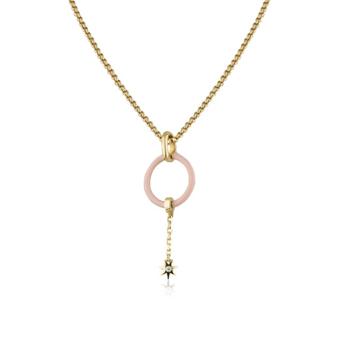 Ожерелье из золота с бриллиантом и ониксом Русские Самоцветы (Арт.95861)