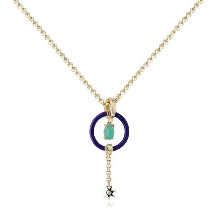 Ожерелье из золота с бриллиантом и ониксом Русские Самоцветы (Арт.95861)