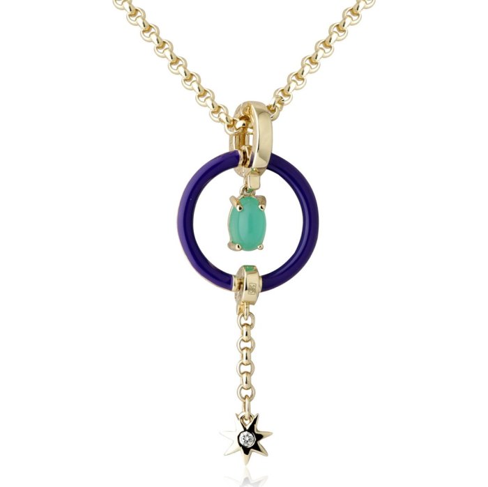 Ожерелье из золота с бриллиантом и ониксом Русские Самоцветы (Арт.95861)