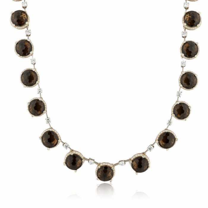 Ожерелье из золота с бриллиантом и ониксом Русские Самоцветы (Арт.95861)