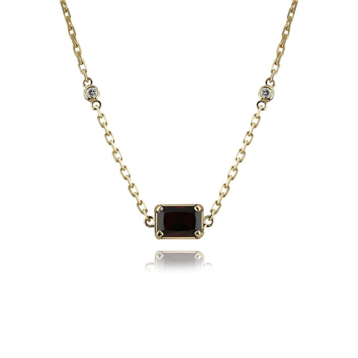 Ожерелье из золота с бриллиантом и ониксом Русские Самоцветы (Арт.95861)