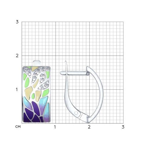 Серьги из серебра с эмалью с фианитами (Арт.94022633)