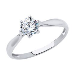 Кольцо из белого золота с фианитом (Арт.017958-3)