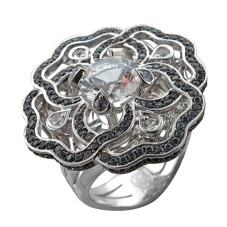 Кольцо белое золото с сапфиром и топазом «Garden Bloom» Estet (арт.01К577987-1)