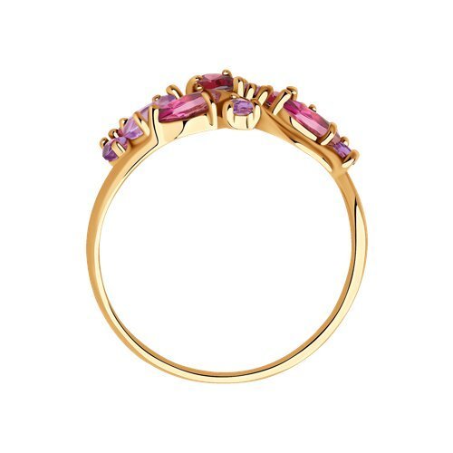 Кольцо золотое пробы 585 с миксом камней (Арт.714845)