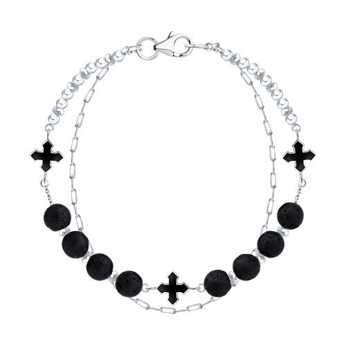 Браслет серебряный с гематитом и эмалью «Черная Лава» SOKOLOV (арт.83050062)