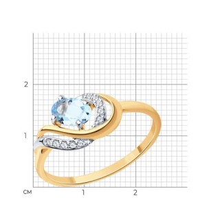 Кольцо золотое с топазом и фианитами «Небесный Вихрь» Соколов (арт.716923)