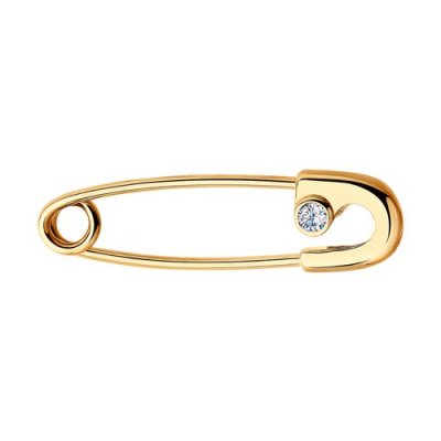 Брошь - булавка из золота с фианитами (Арт.040084)