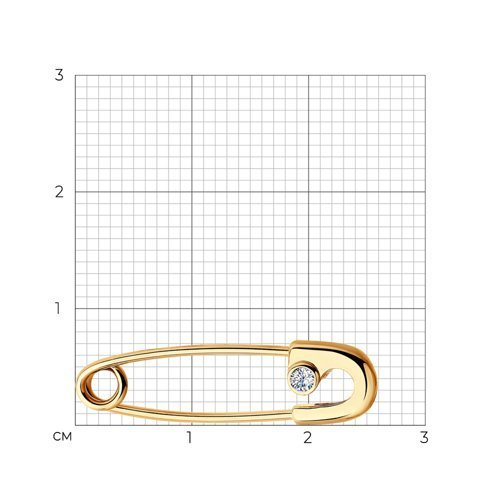 Брошь - булавка из золота с фианитами (Арт.040084)