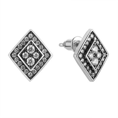 Серьги серебряные с фианитами «Matrix Diamond» Fresh Jewelry (арт.03499)