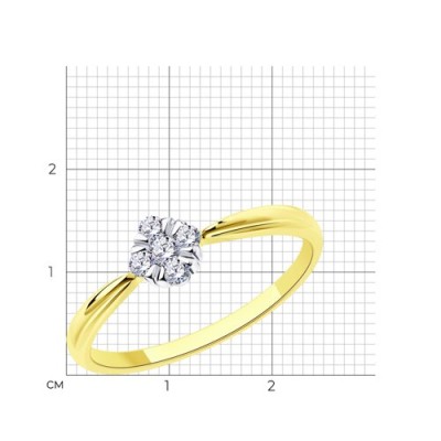 Кольцо из золота с фианитами «Цветок света» Соколов (арт.018759-2)