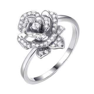 Кольцо серебряное с фианитами «Flower Rose» Fresh Jewelry (арт.CZ-R02032-X-W-W-X-W)