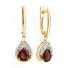 Серьги из золочёного серебра с гранатами и фианитами (Арт.92023210)