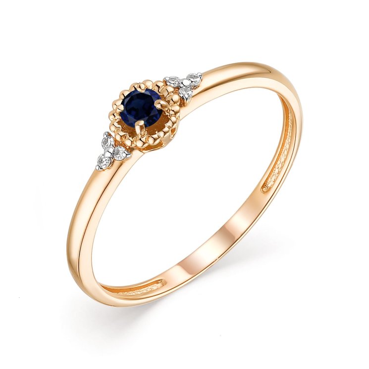 Золотое кольцо с сапфиром и бриллиантом Алькор КЮЗ (Золото) 13616-102