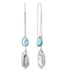 Серьги из серебра с куб. цирконием и ситаллом (Арт.rb-e00371-x-w-ob34-x-w)