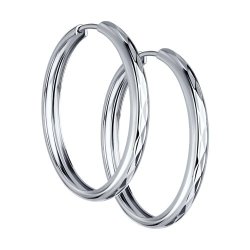 Серьги конго из серебра с алмазной гранью (Арт.94140064)