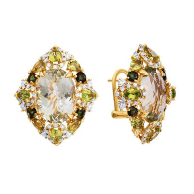 Серьги из золота с бриллиантом и празиолитом (Арт.er-33265_sr_ga_pd_tu_yg)