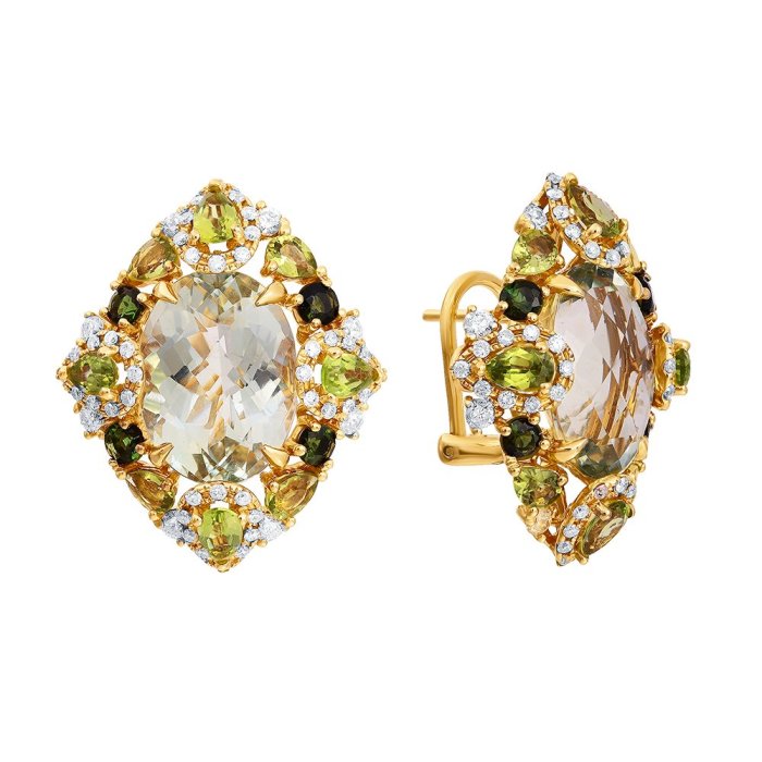 Серьги из золота с бриллиантом и празиолитом (Арт.er-33265_sr_ga_pd_tu_yg)