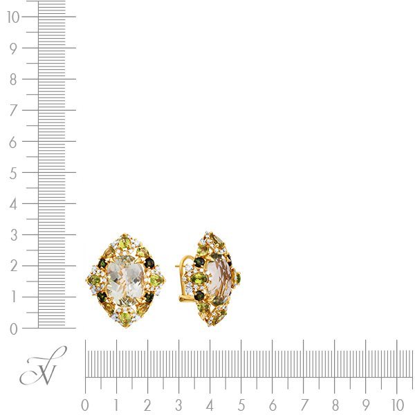 Серьги из золота с бриллиантом и празиолитом (Арт.er-33265_sr_ga_pd_tu_yg)