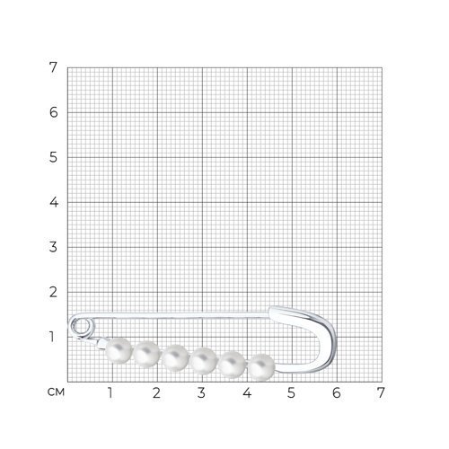 Брошь из серебра с синтетическим жемчугом (Арт.94-140-00066-1)