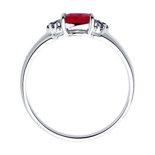 Кольцо из серебра с корундом рубиновым (синт.) и фианитами (Арт.84010015)
