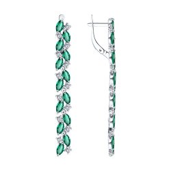 Серьги из серебра с ситаллами и фианитами (Арт.94-321-02173-2)