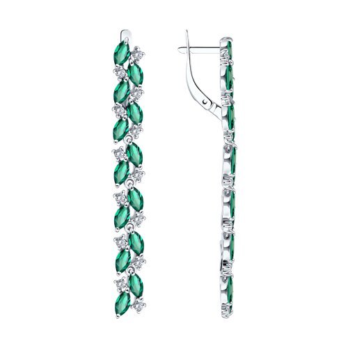 Серьги из серебра с ситаллами и фианитами (Арт.94-321-02173-2)