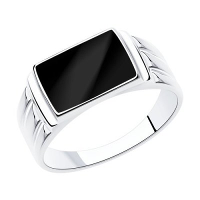 Печатка SOKOLOV «Черный акцент» из серебра 925 с эмалью (арт. 94012004)