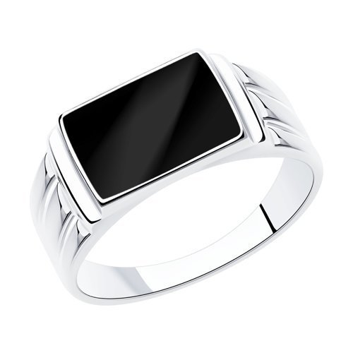 Печатка SOKOLOV «Черный акцент» из серебра 925 с эмалью (арт. 94012004)