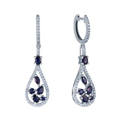 Серьги из белого золота с бриллиантом и сапфиром (Арт.kt0141m-ws_sr_sa_wg)