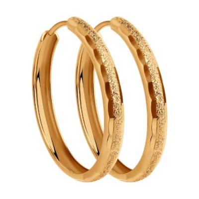 Серьги конго из золота с алмазной гранью (Арт.140107)