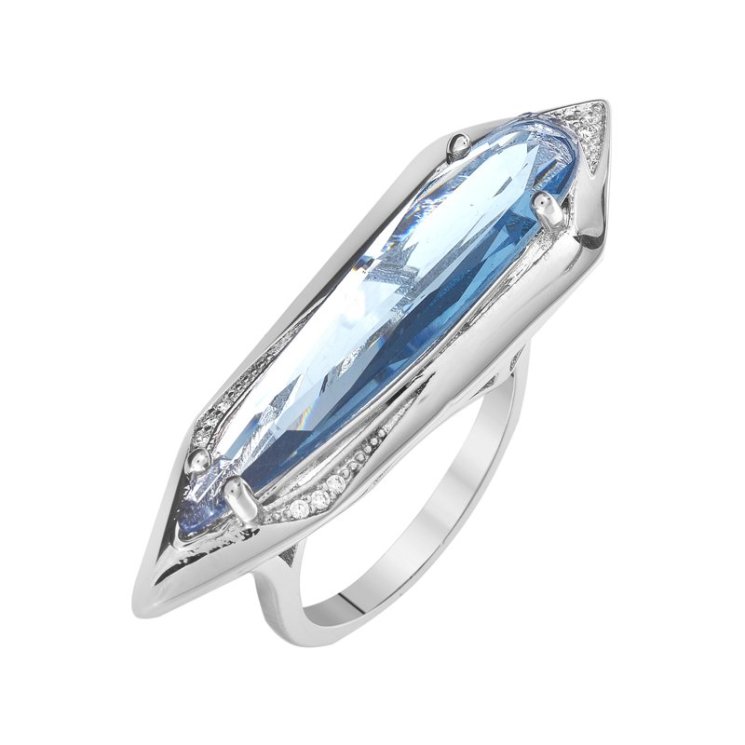 Кольцо из серебра с куб. цирконием и ситаллом (Арт.cz-r00976-x-w-lbg-x-w)