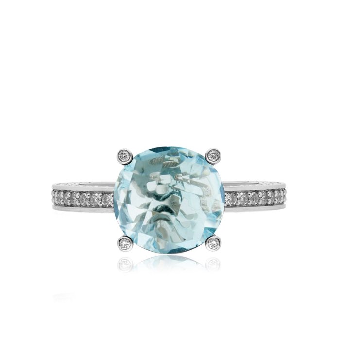 Кольцо из золота с бриллиантом и топазом Русские Самоцветы (Арт.95796)