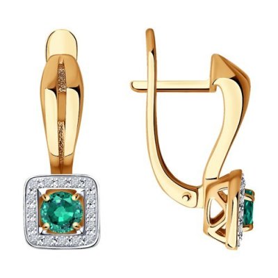 Серьги золотые с бриллиантами и изумрудами «Изумрудный Шарм» Соколов (арт.3020435)