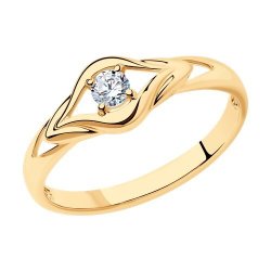 Кольцо из золочёного серебра с фианитом (Арт.93010531)